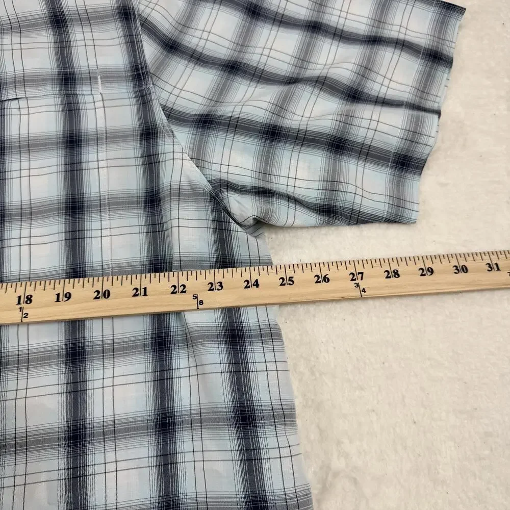 The North Face Shirt Mens Size XL Blue Plaid Short Sleeve Button Up Outdoor